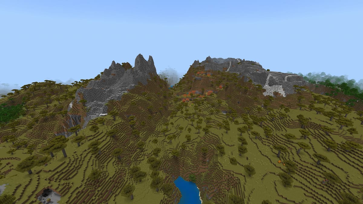 A Savanna biome filled with mountains, plateaus, and Savanna Villages