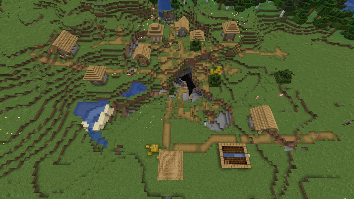 A Plains Village with a giant cavern in its center