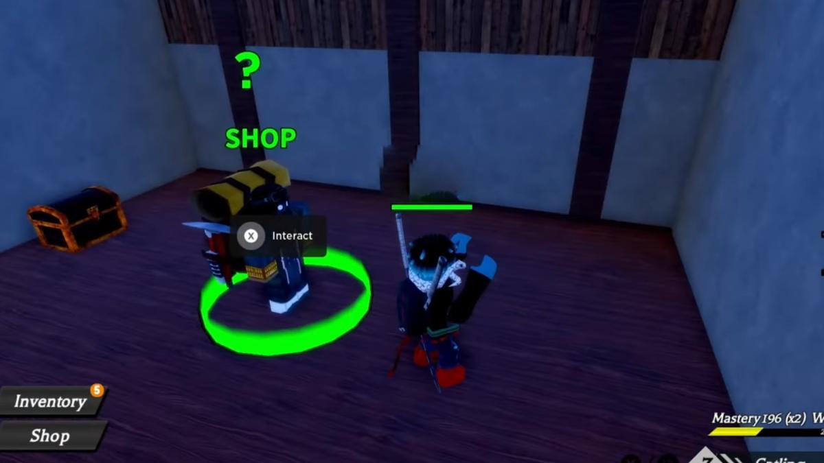 Interacting with Mysterious Businessman NPC in Roblox Demon Blade