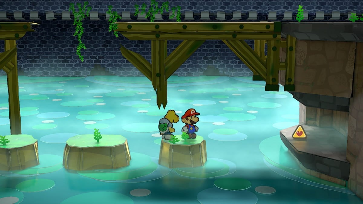 Under the broken bridge in Hooktail Castle in Paper Mario: the Thousand-Year Door.