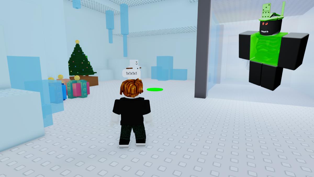 Roblox The Classic snow parlor with an angry Roblox character