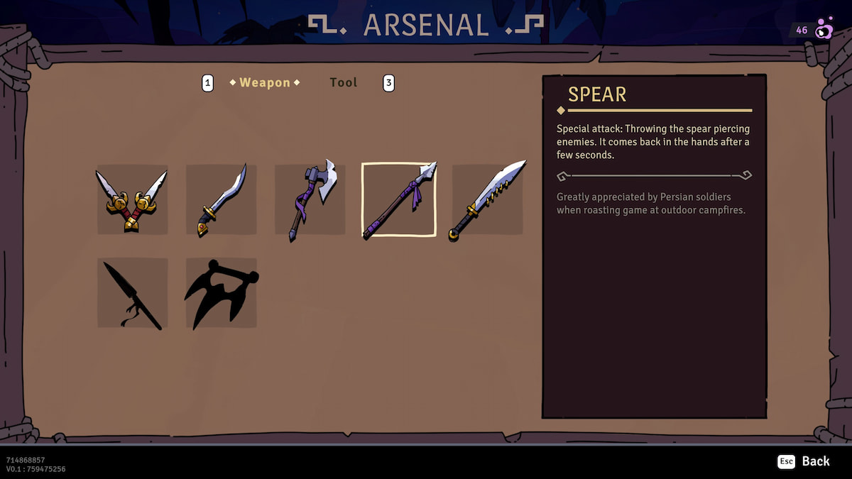 The Spear weapon in the Rogue Prince of Persia