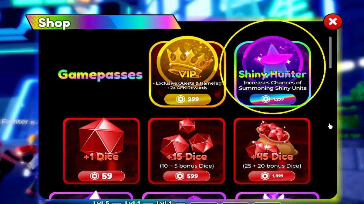 The Shiny Hunter Pass in Anime Defenders