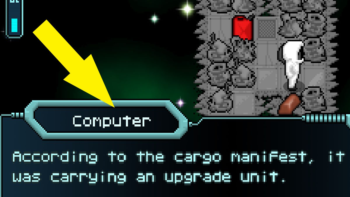 Captain on a derelict ship reading a cargo manifest in Starstruck Vagabond.