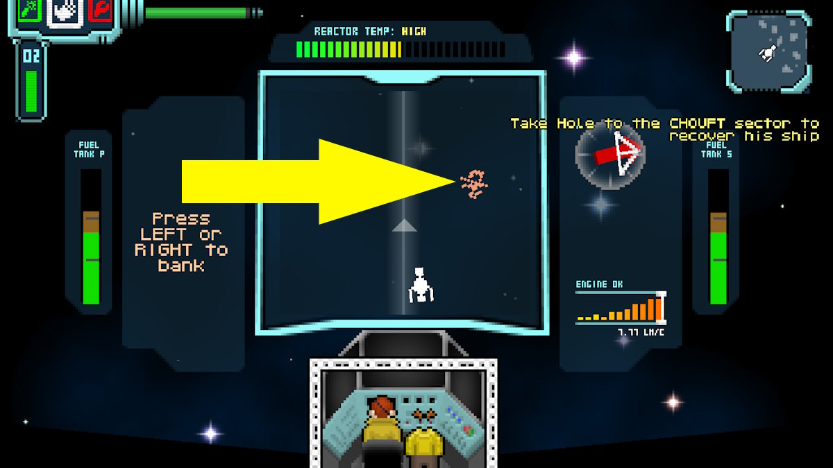 The ship navigator screen in Starstruck Vagabond with a junk ball highlighted. 