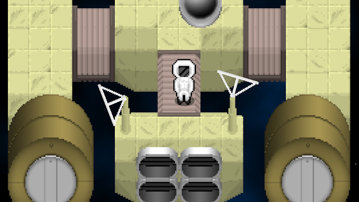 Astronaut stood on the hell of a ship near the engines in Starstruck Vagabond.