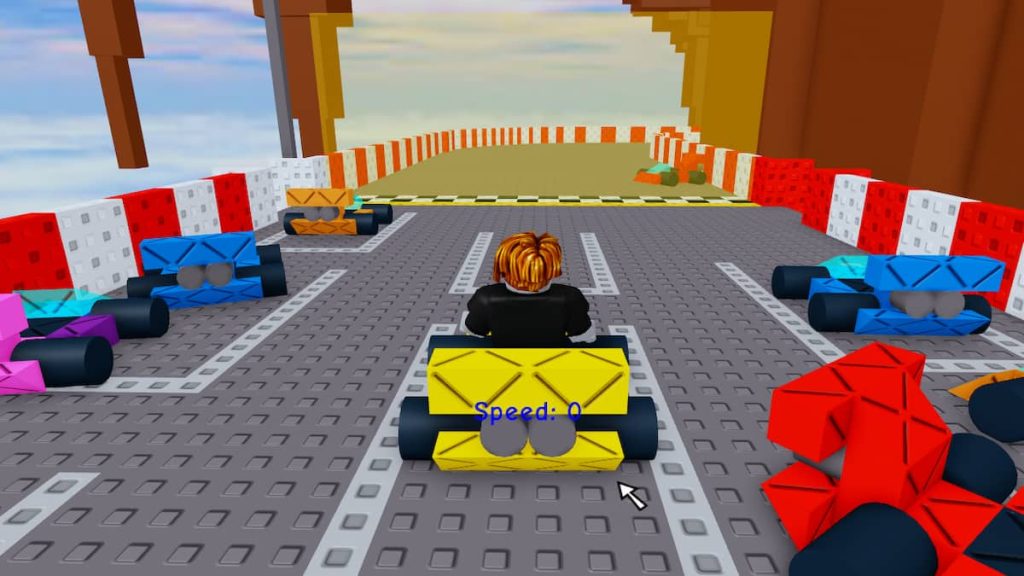 A player driving a cart in Roblox Classic Event