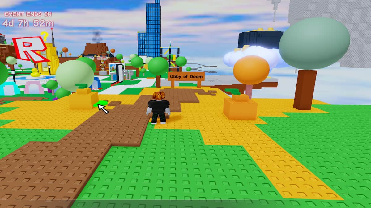 A player standing near a obby in Roblox Classic Event