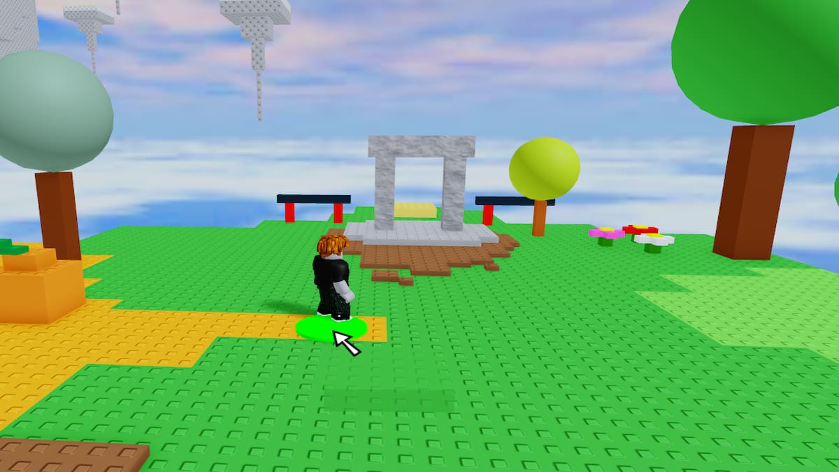 A player standing near a portal in Roblox Classic Event