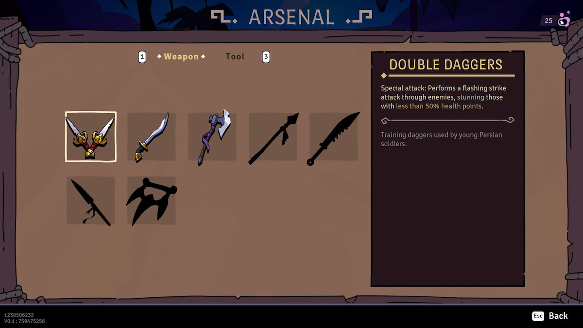 The Double Daggers weapon in The Rogue Prince of Persia