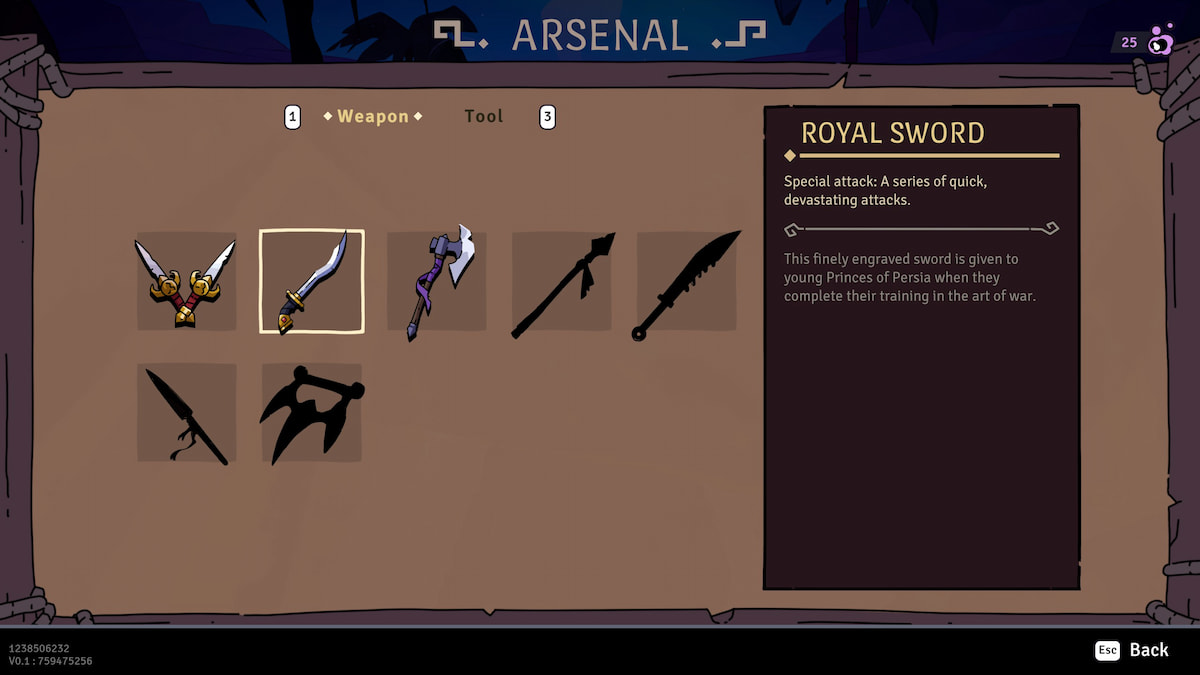 The Royal Sword weapon in the Rogue Prince of Persia