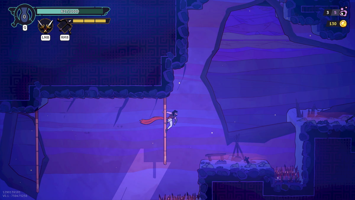 Hanging onto a pole in the Rogue Prince of Persia