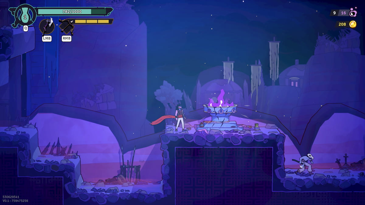 Using a fountain to transfer your Spirit Glimmers to the Oasis in the Rogue Prince of Persia