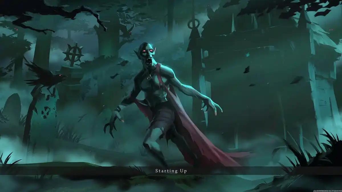 V Rising, Loading screen depicting a vampire walking through the night