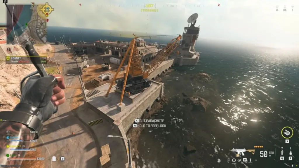 Parachuting over Rebirth Island in Warzone