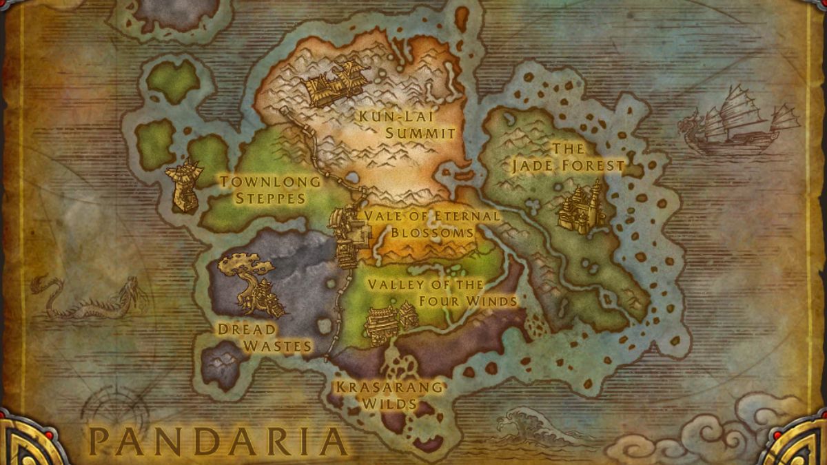 The map of Pandaria in World of Warcraft