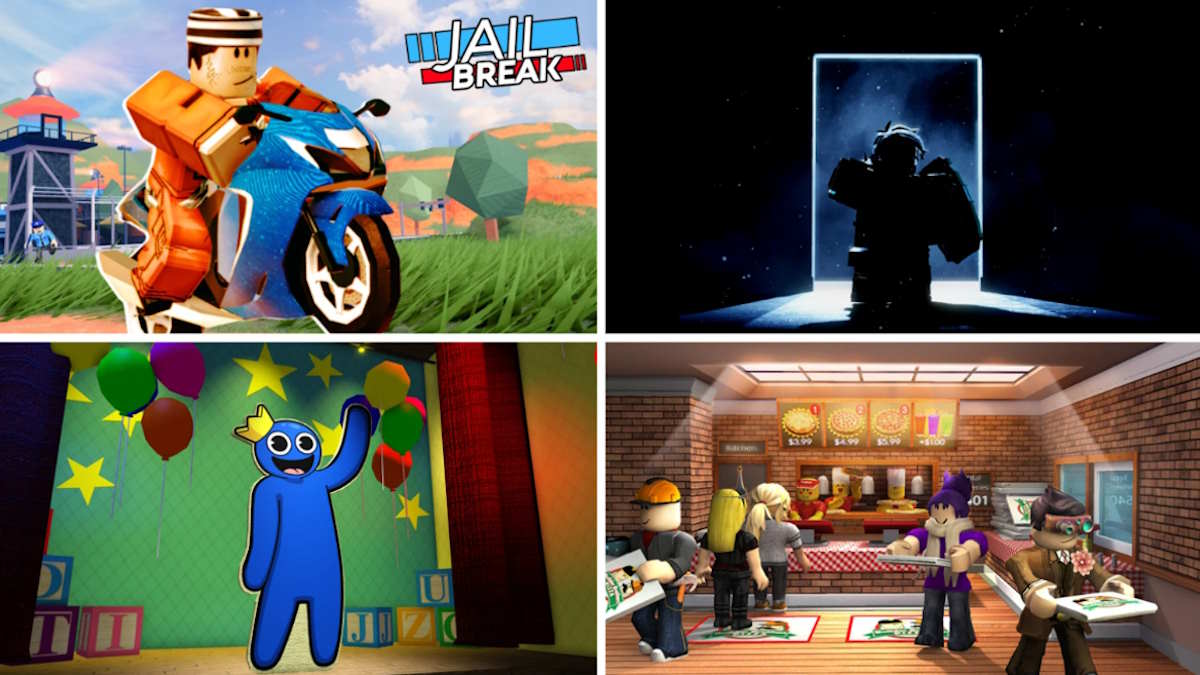 Co-op Roblox games Jailbreak, Work at a Pizza Place, Rainbow Friends, and Decaying Winter