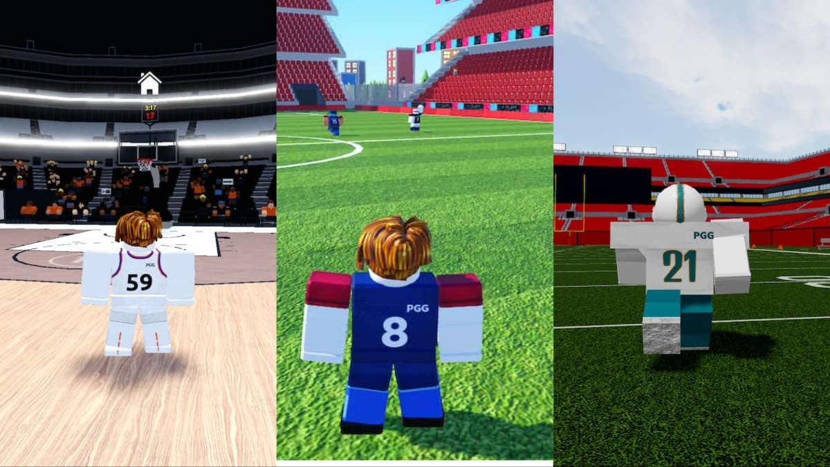 Roblox basketball, soccer, and football players playing their matches