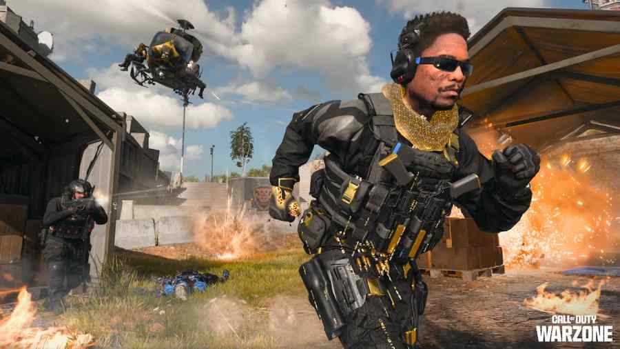Running through Rebirth Island with the Specialist Perk Package while being chased down by a helicopter in COD Warzone.