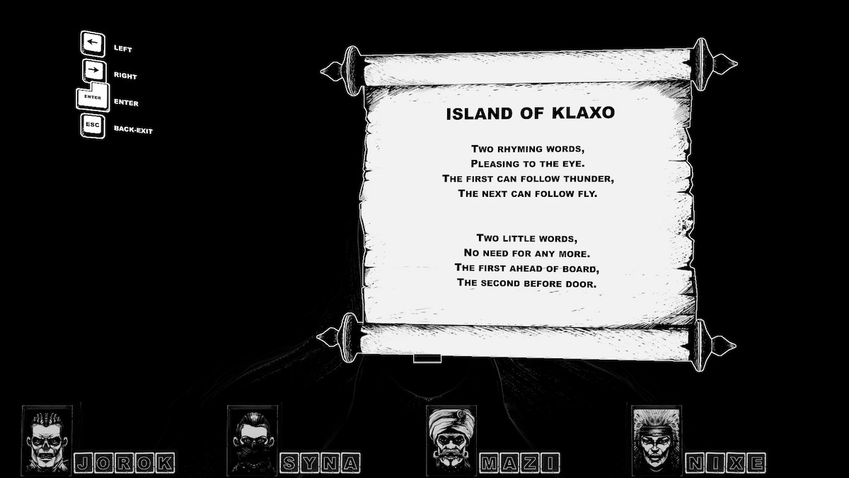 KLAXO scroll in CRYPTMASTER.