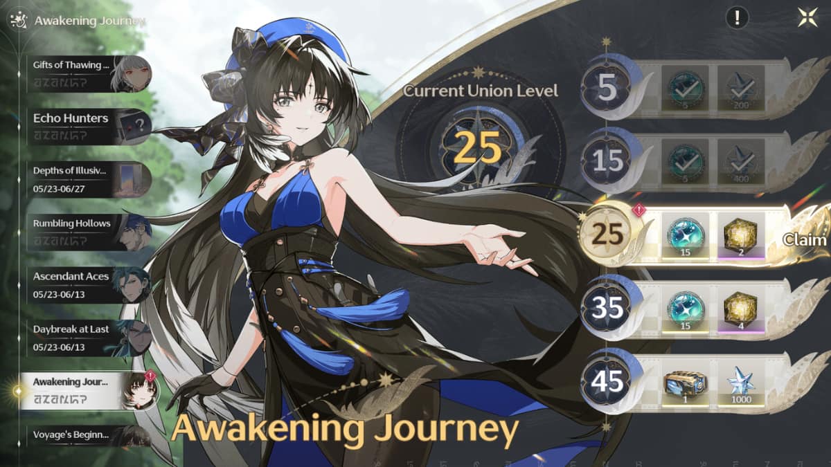 Wuthering Waves Awakening Journey events page