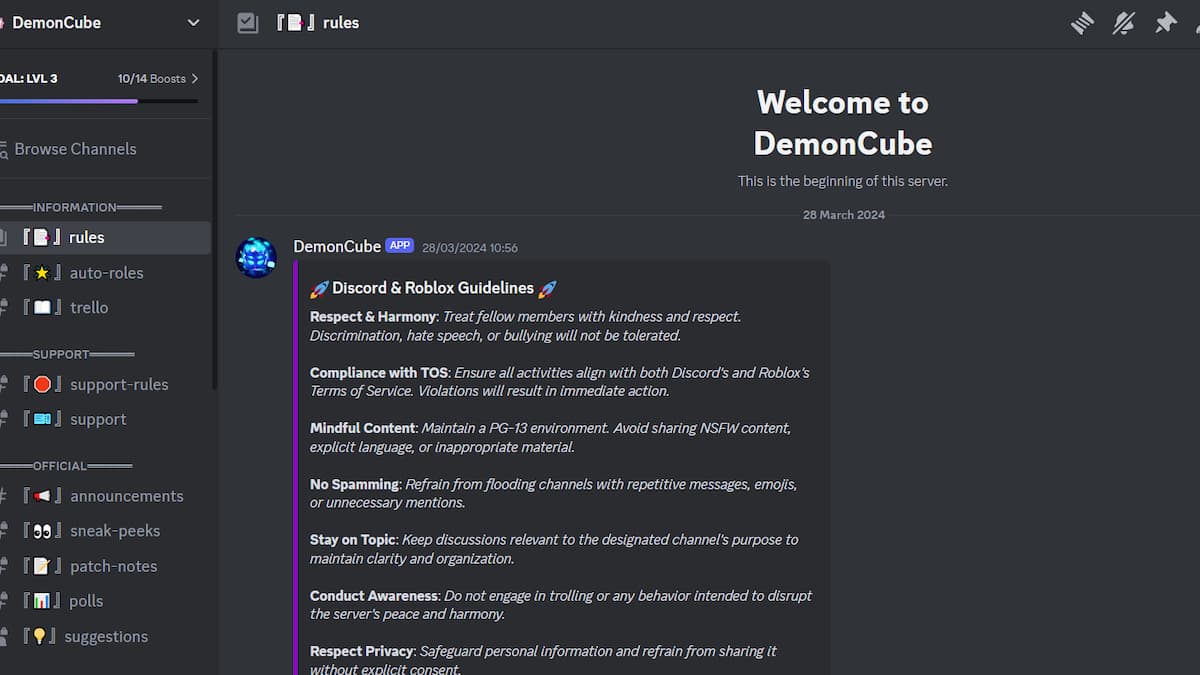 Demon Blade Trello and Discord Links