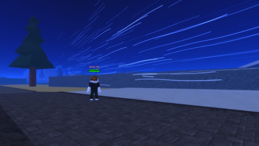 Player watching the night sky in Roblox Demon Blade