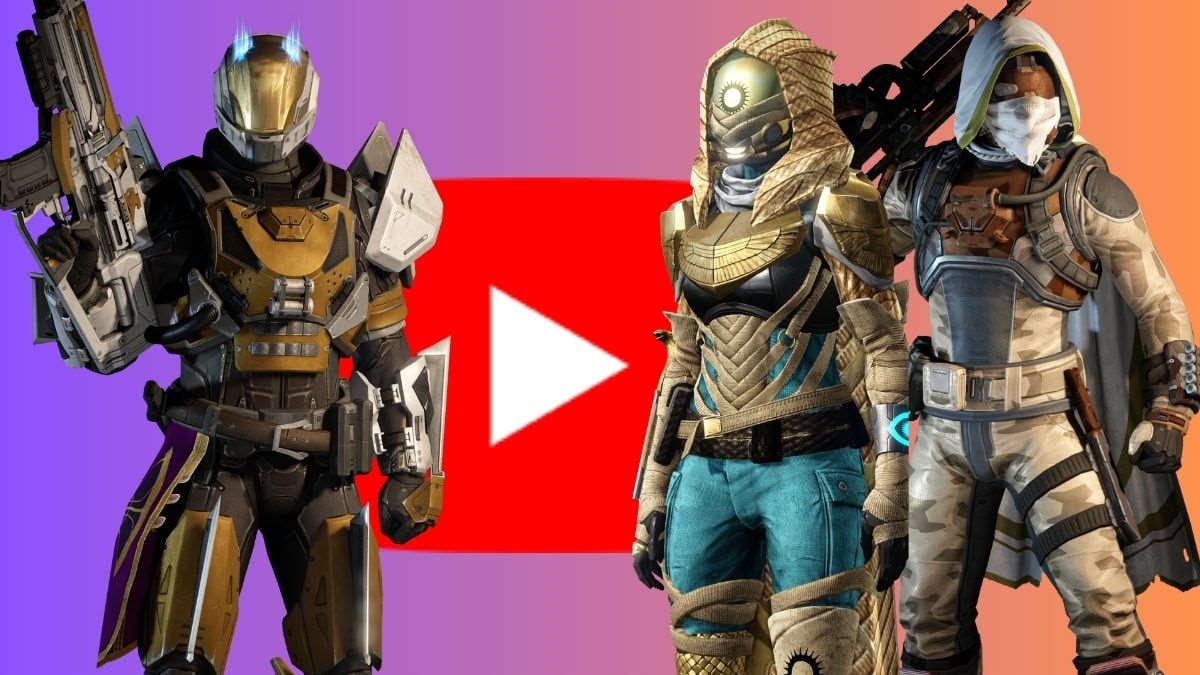 Destiny 2 characters standing in front of the YouTube logo