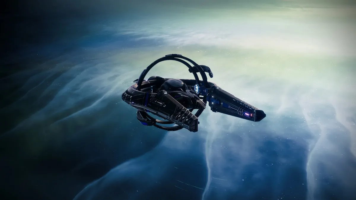 Player ship hovering over the Dreaming City in Destiny 2.