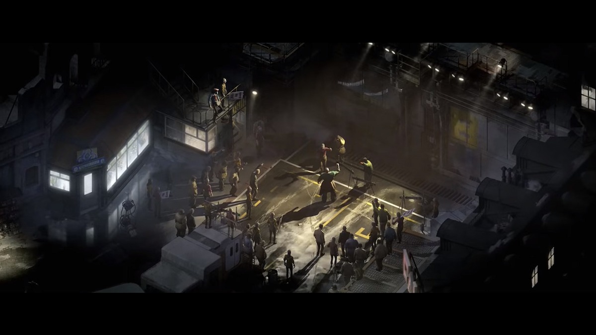 A meeting taking place during Disco Elysium gameplay.