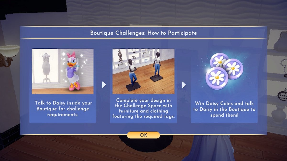 The Disney Dreamlight Valley how-to guide that introduces Daisy's Boutique challenges.
