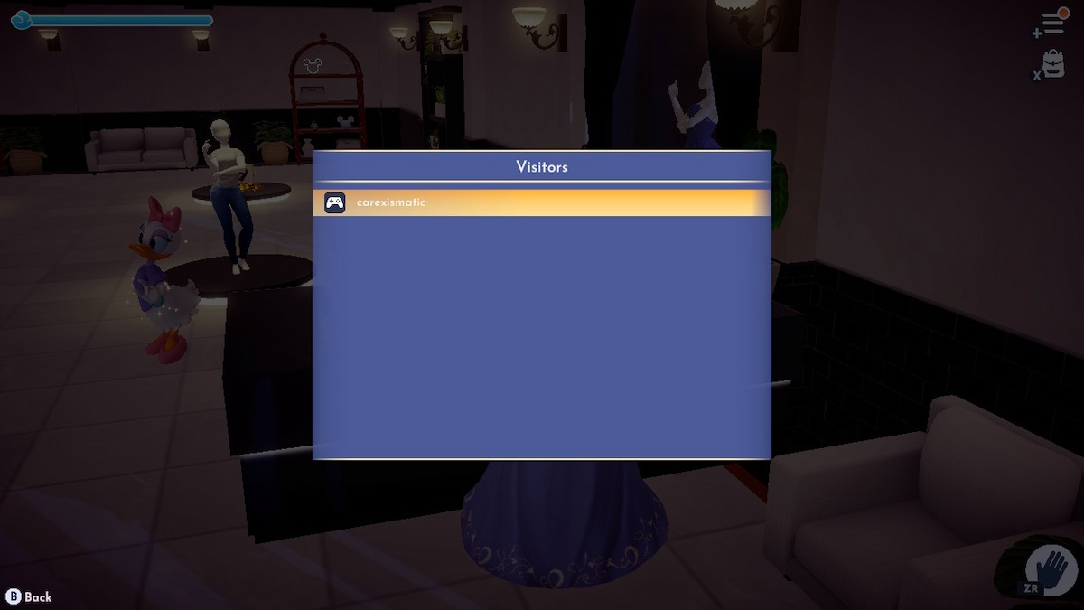 A visitors list from the computer in Daisy's Boutique from Disney Dreamlight Valley.