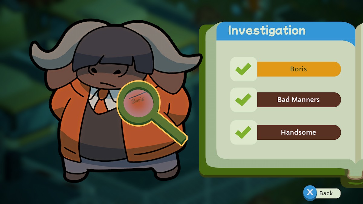 Investigating the buffalo in Duck Detective.