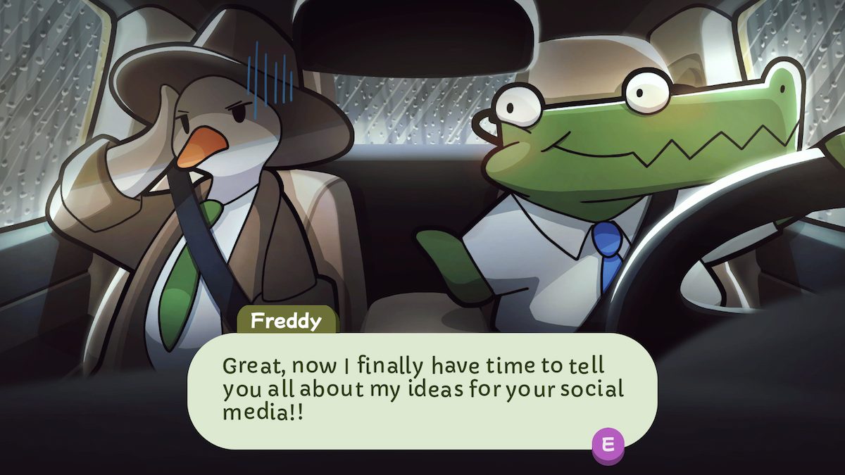 Going home with Freddy in Duck Detective.