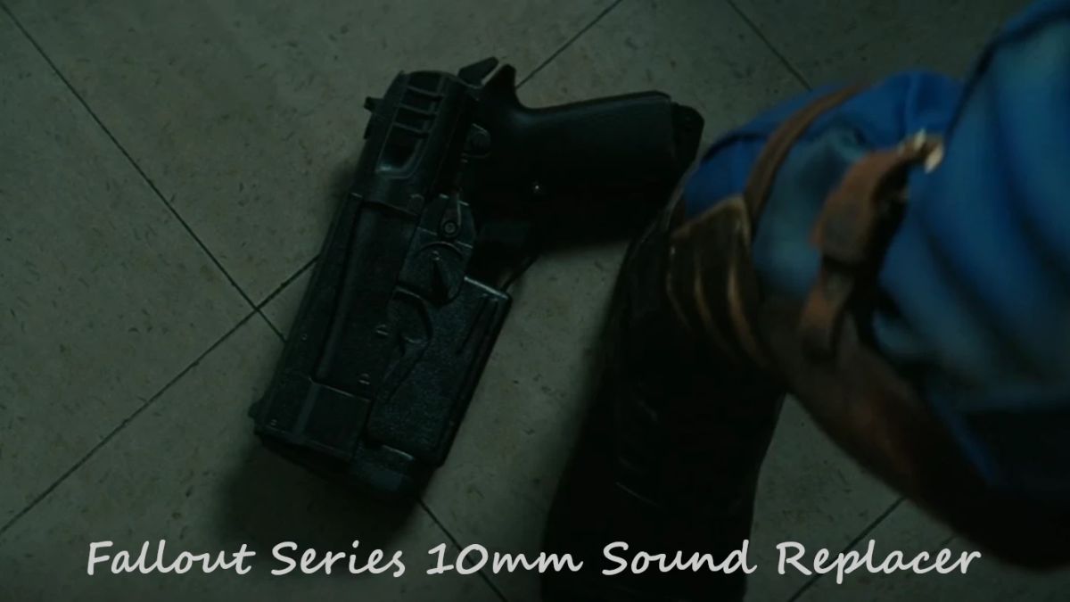 The 10mm pistol seen in the Fallout TV show with the sound replacer mod title in front of it