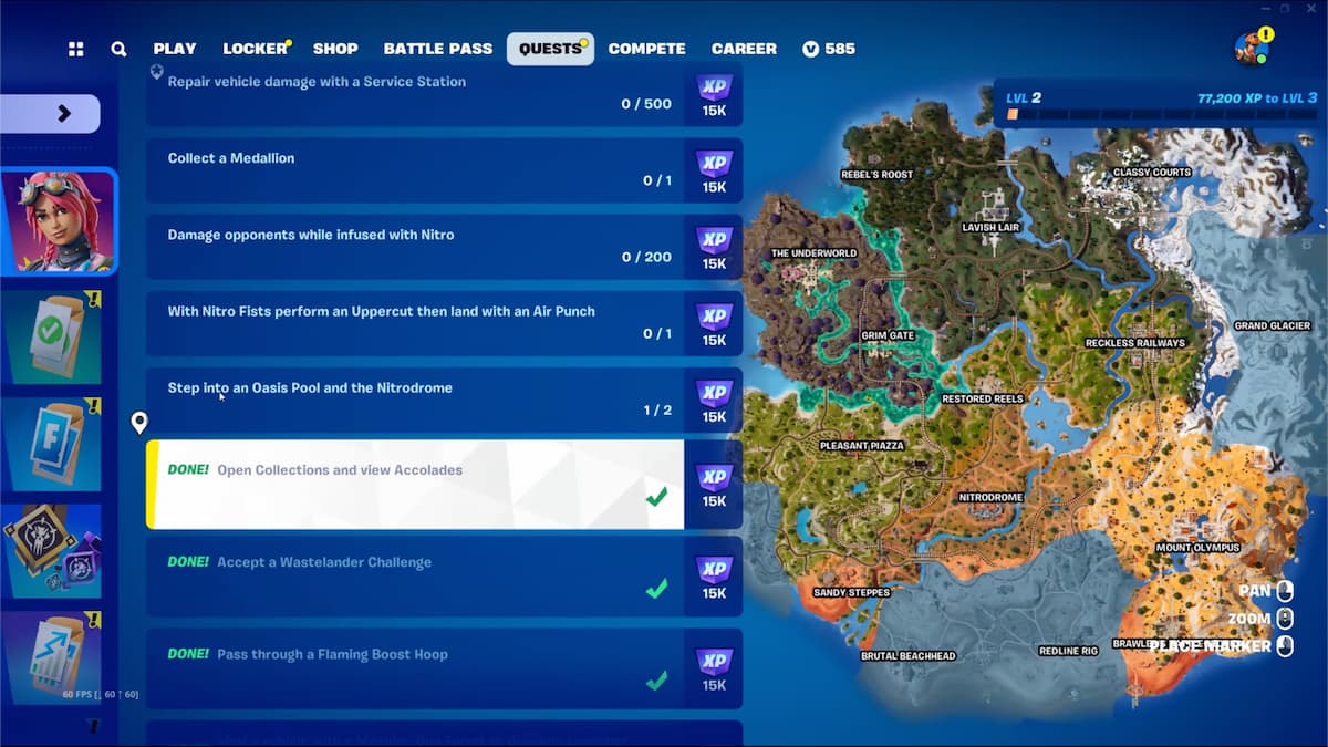 How to open collections and view accolades in Fortnite Season 3 Pro