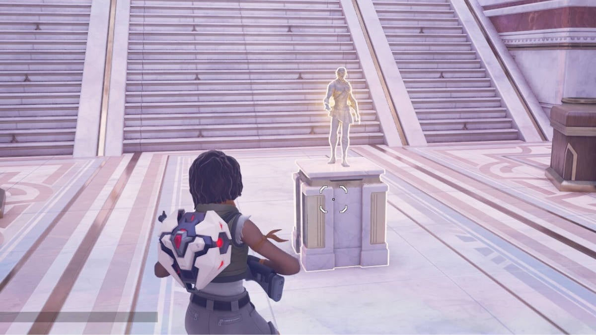 Player standing near the statue of Zeus in Fortnite