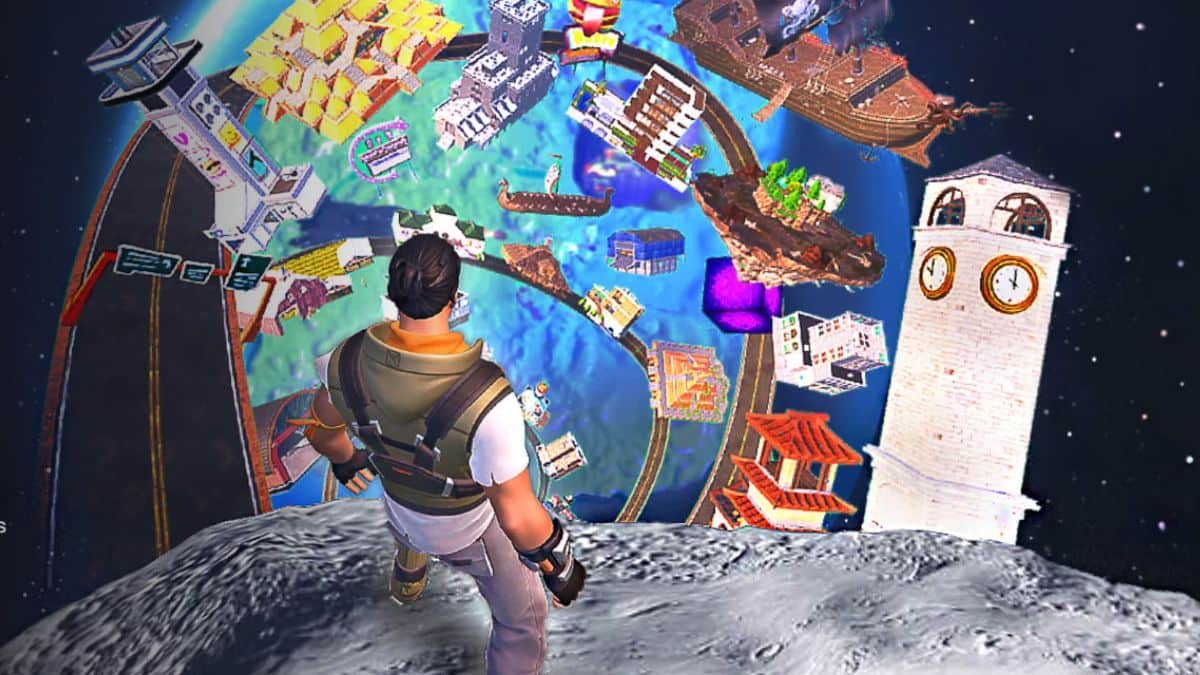 Fortnite character standing above the OnlyUp Deathmap