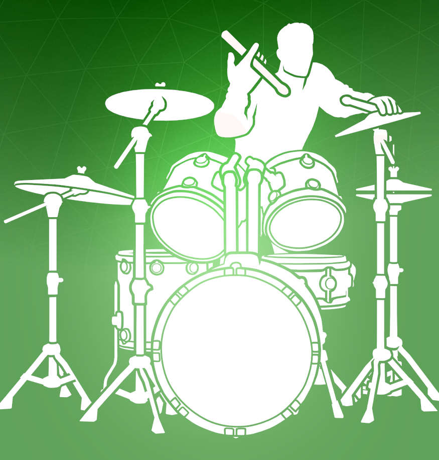 Fortnite playing drums and tossing drumsticks emote
