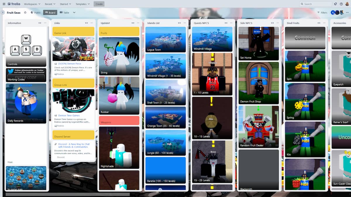 Fruit Seas Trello Link & Discord Server Pro Game Guides