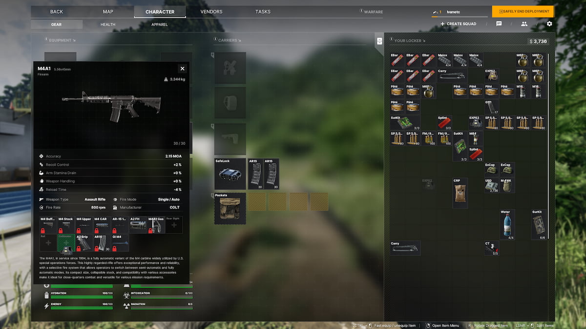 Inspect weapon menu in Gray Zone Warfare