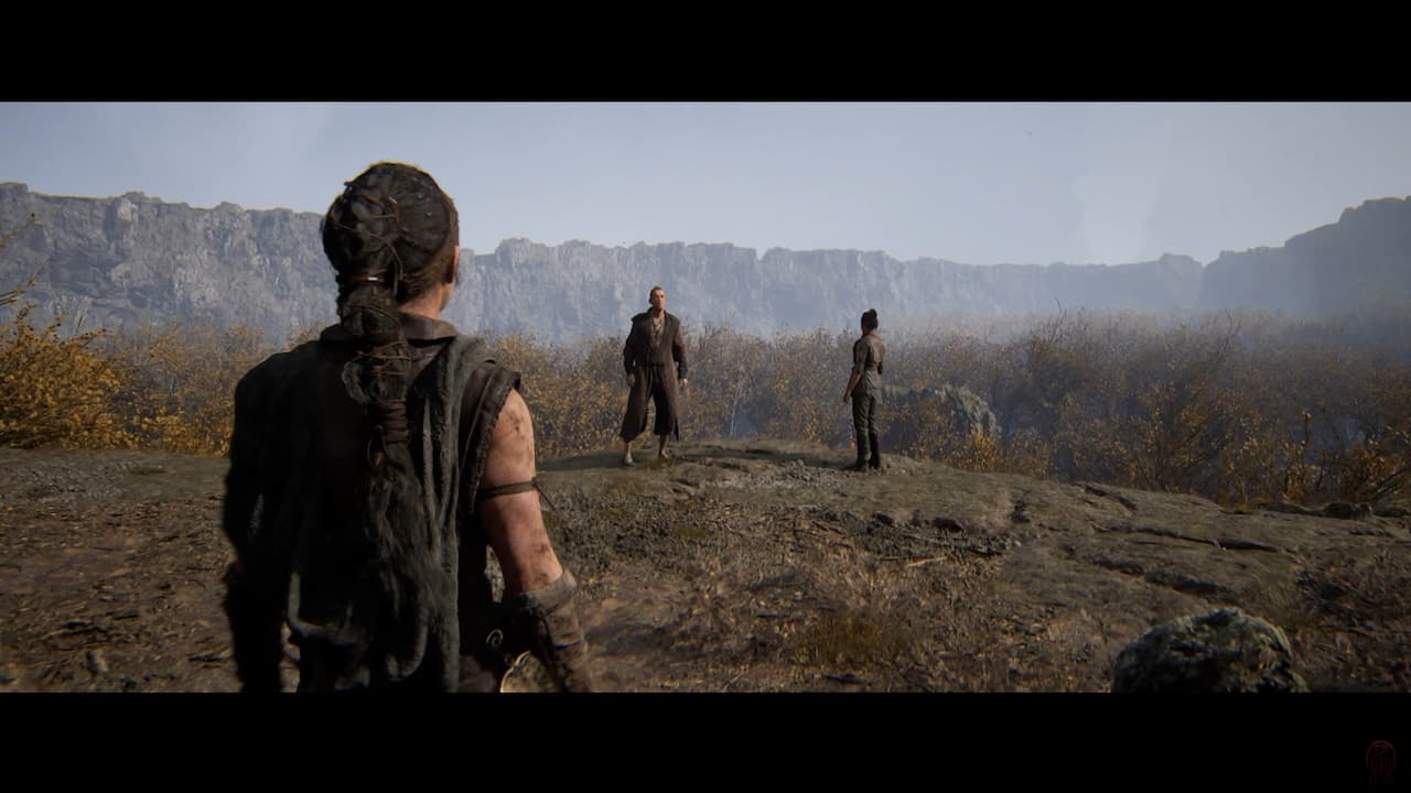 Senua, Astrior and Fargrimr looking over Jarnvior forest in Senua’s Saga: Hellblade 2
