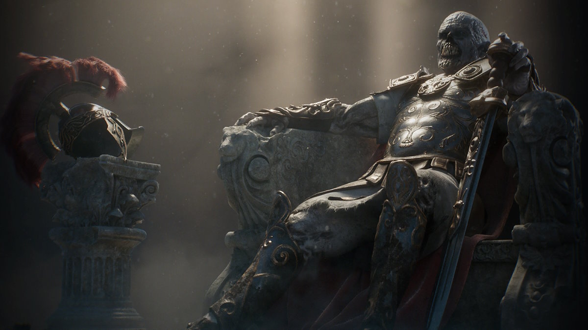 Gaius on a throne loading screen in King Arthur: Legion IX