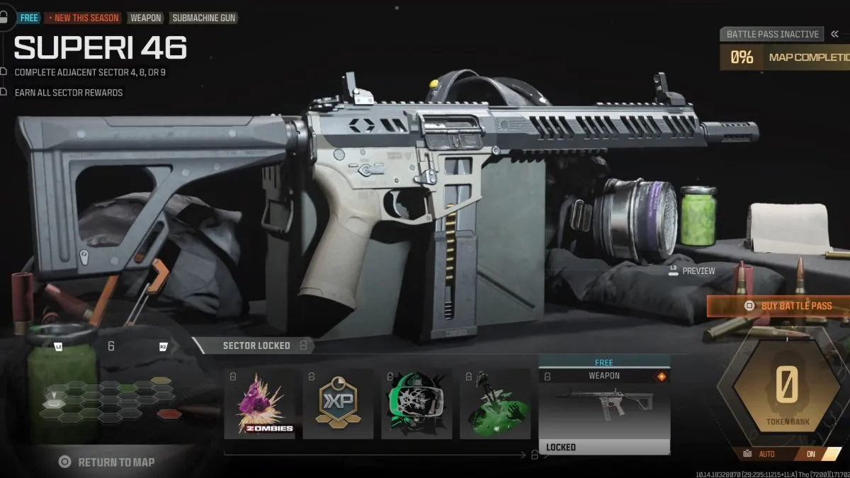 The Superi 46 SMG in the MW3 Battle Pass Sector 6 rewards