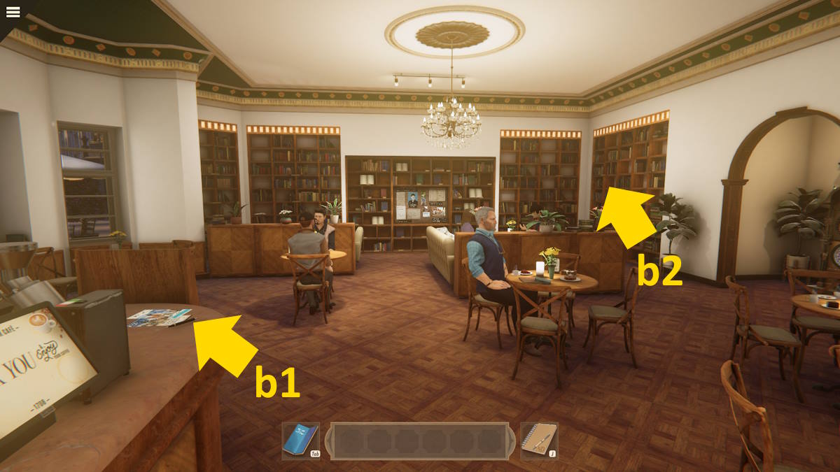 The back end of the cafe in Nancy Drew: Mystery of the Seven Keys