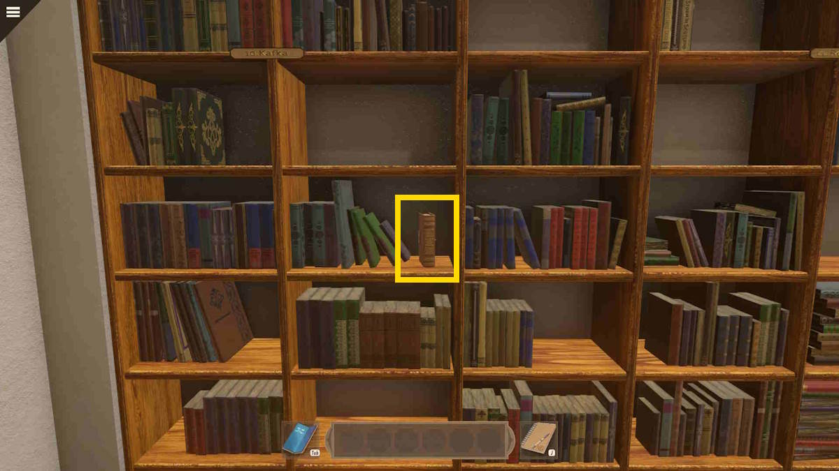 The compass book on the shelf In Nancy Drew: Mystery of the Seven Keys