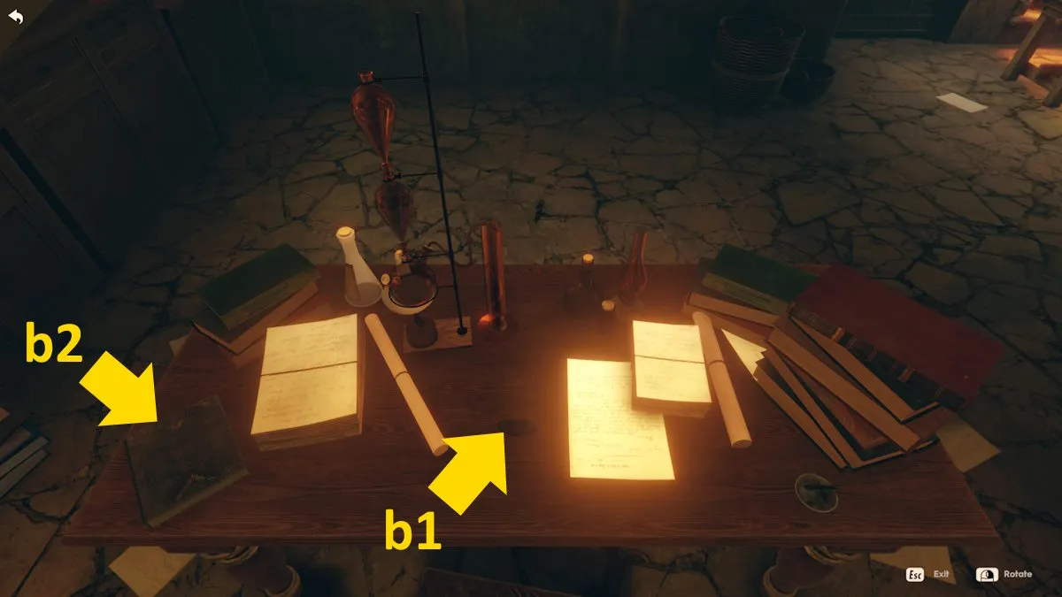 The desk in the alchemy room in Nancy Drew: Mystery of the Seven Keys