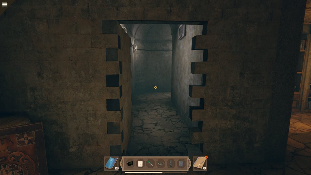The secret passageway from the lab in Completing the seven keys puzzle in Nancy Drew: Mystery of the Seven Keys