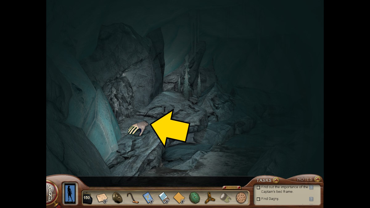 Finding the glove in the caves in Nancy Drew: Sea Of Darkness