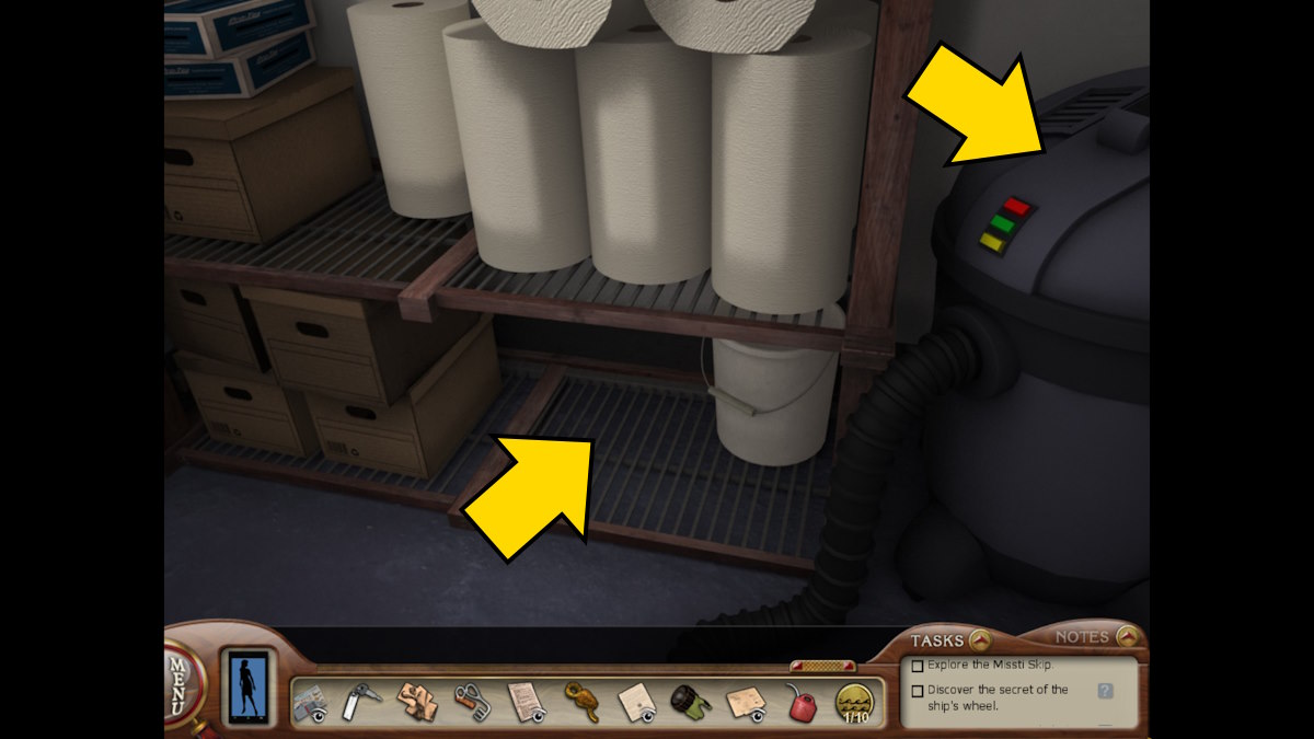Finding the pub store cupboard items in Nancy Drew: Sea Of Darkness